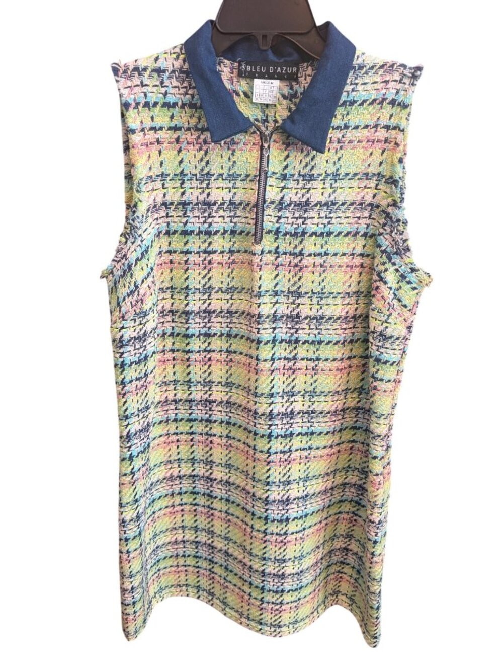 Bleu d’Azur France Matching Shift Dress & Jacket Set Colorful Bouclé